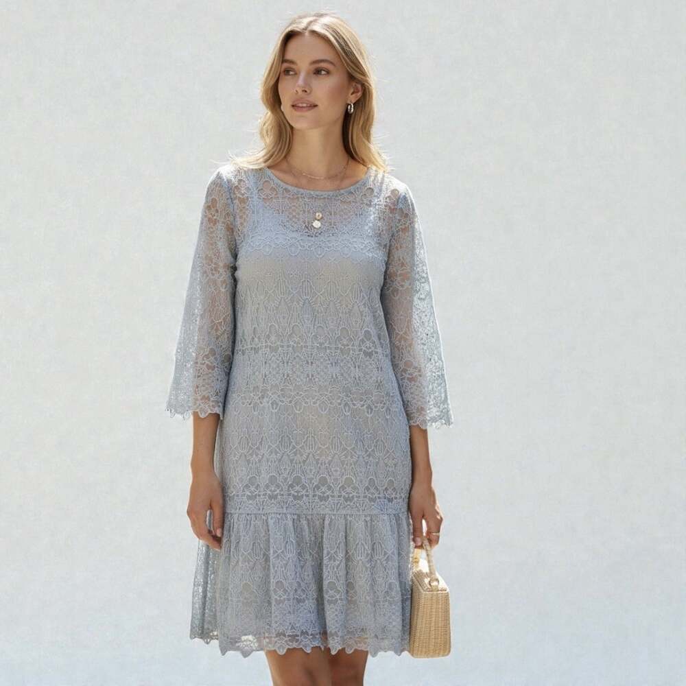 Sundance Blue Lace Windflower Whisper Dress Sz MP Boho Festival Overlay Only